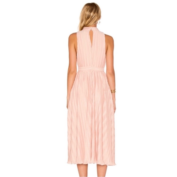 NBD REVOLVE PINK PLUNGING V-NECK PLEATED MIDI DRESS - Picture 6 of 10